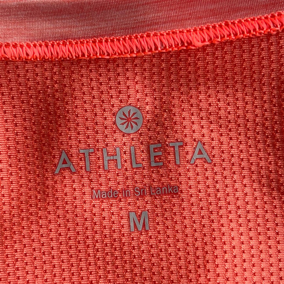 Athleta Activewear Top Womens Medium Orange Mesh Side Panel Athletic - Picture 5 of 11